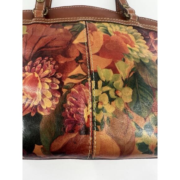 Patricia Nash Purse Floral Leather Brown Bag Poppy Spring Handbag Shoulder Tote - Picture 4 of 16